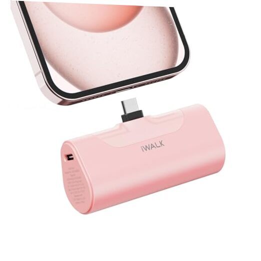 Portable Charger for iPhone5 USB-C Small Power Bank 20W 4500mAh Fast 1 Pink