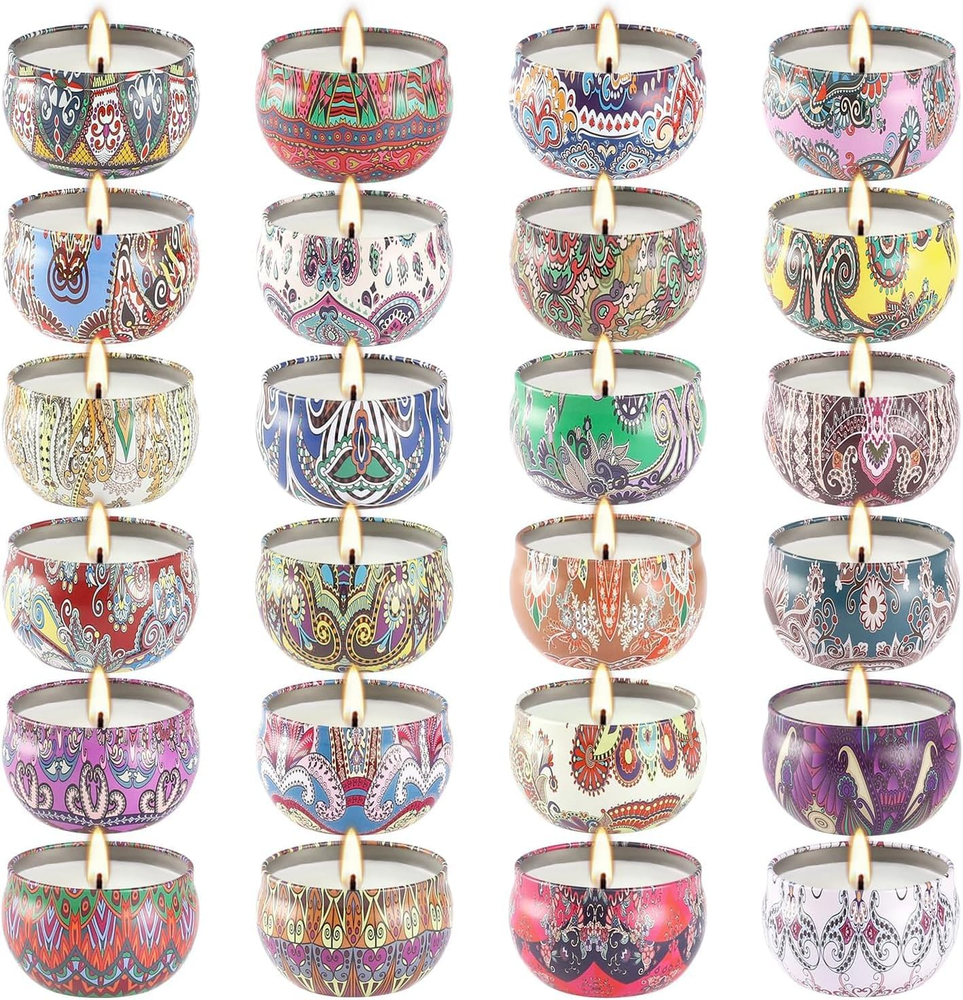 Scented Candles Gifts Set 24 Pack Soy Wax Travel Tin Jar Candles for Home 2.5 OZ