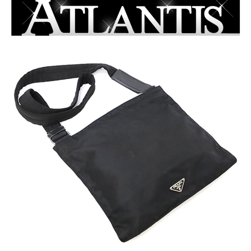 RARE PRADA Black Nylon Triangle Logo Crossbody Shoulder Bag No Gusset 71