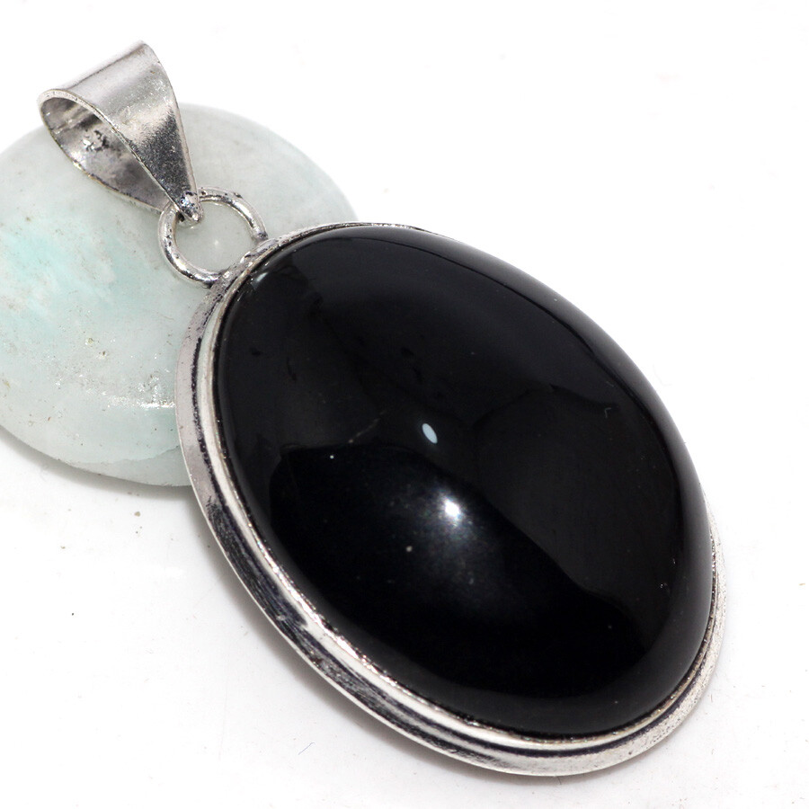 925 Silver Black Onyx Ethnic Handmade Gemstone Pendant Jewelry 2