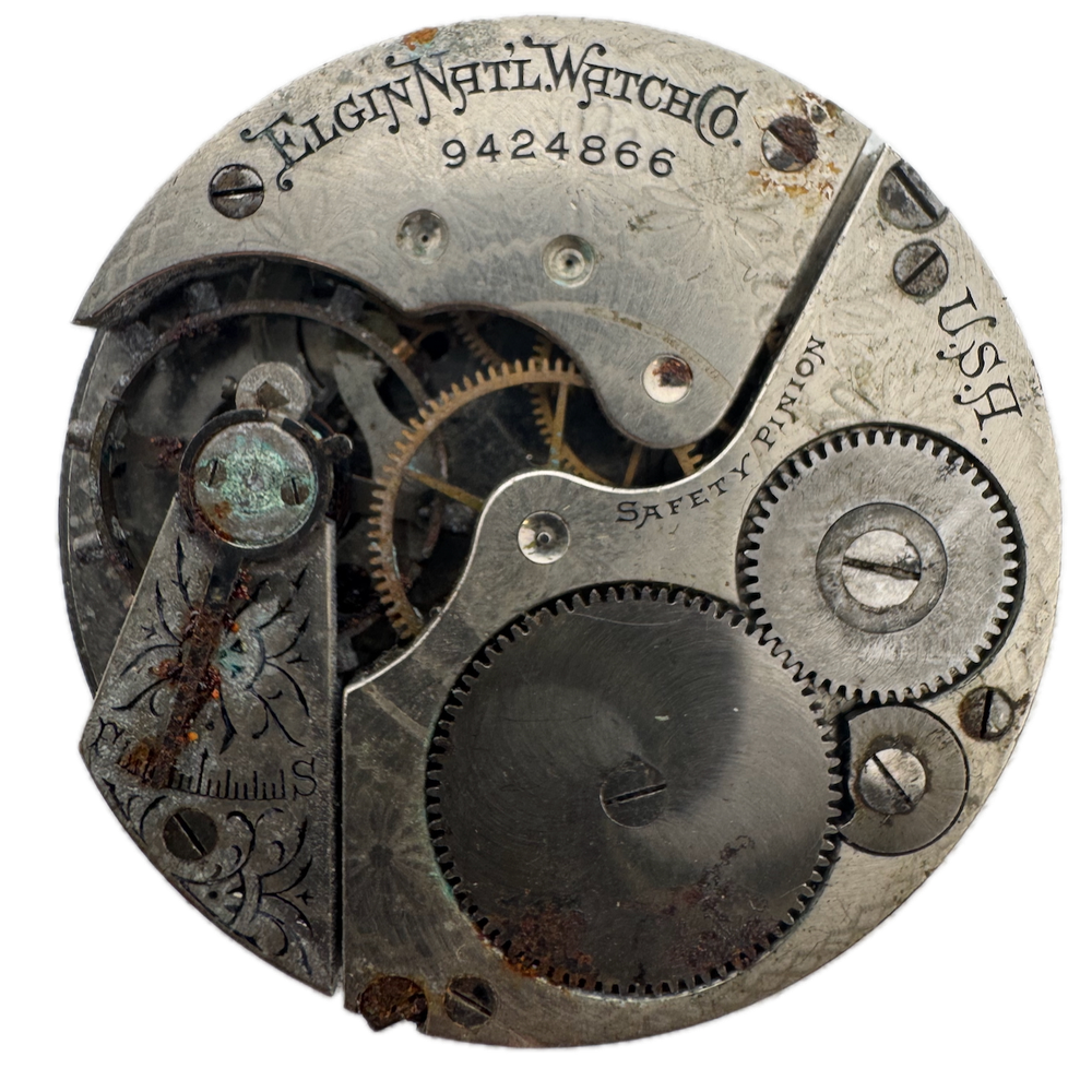 Antique 1902 Elgin 16s Multicolor Hunter Pocket Watch Movement 210 Mechanical