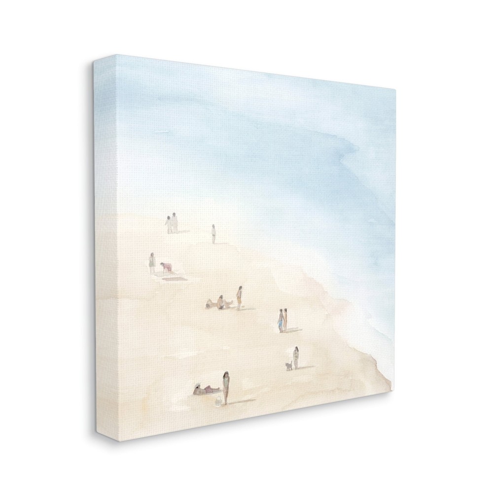 Stupell People Lounging at Beach Soft Blue Coastal Landscape