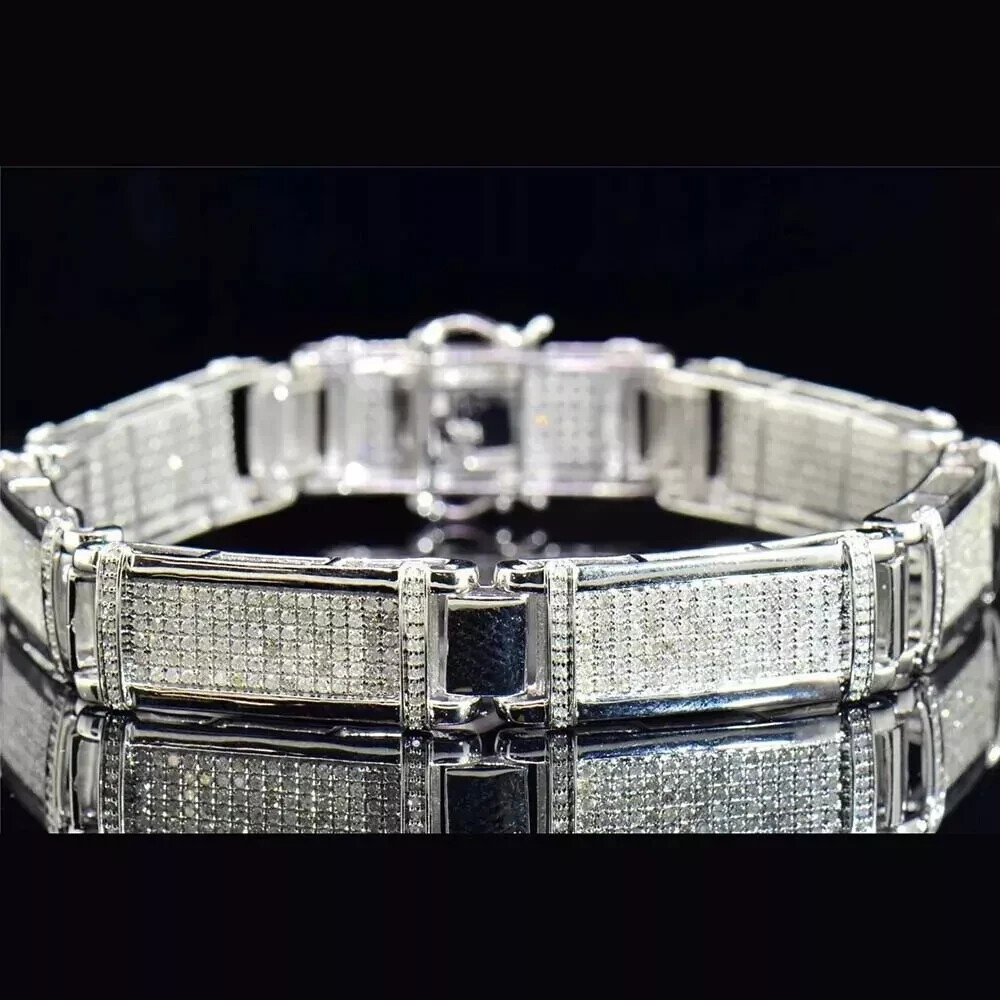 10Ct Lab-Grown Diamond Men's Bracelet 8.5