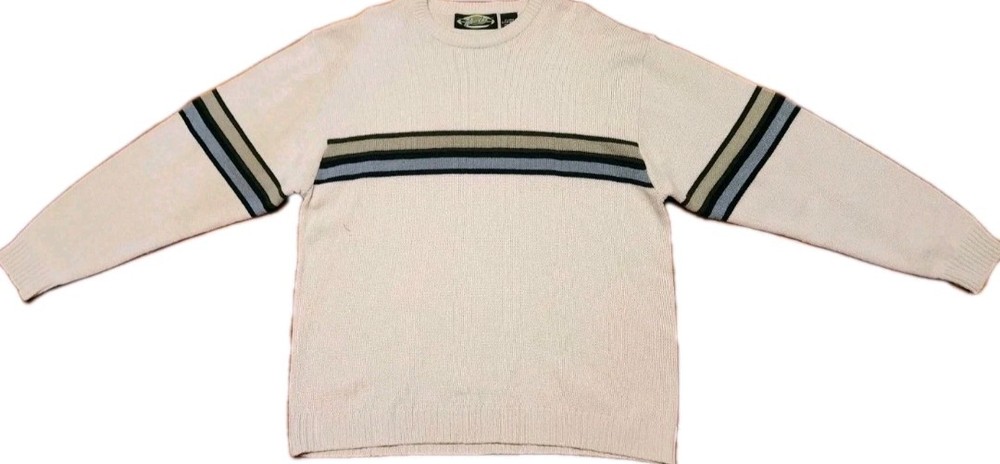 WHITE-OUT Sweater Mens Size XL Striped Vintage Grunge Skater Retro 90's Pullover