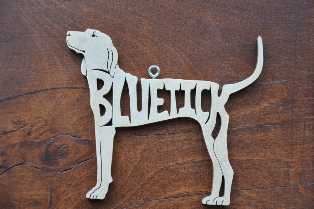Bluetick Coonhound  Hunting Dog Wood Toy Christmas Ornaments  Gift Tags Hand Cut