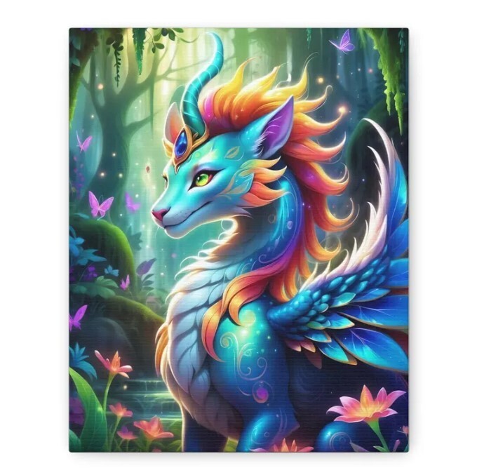 Celestial Unicorn Cat Fantasy Wall Art for Home Decor  