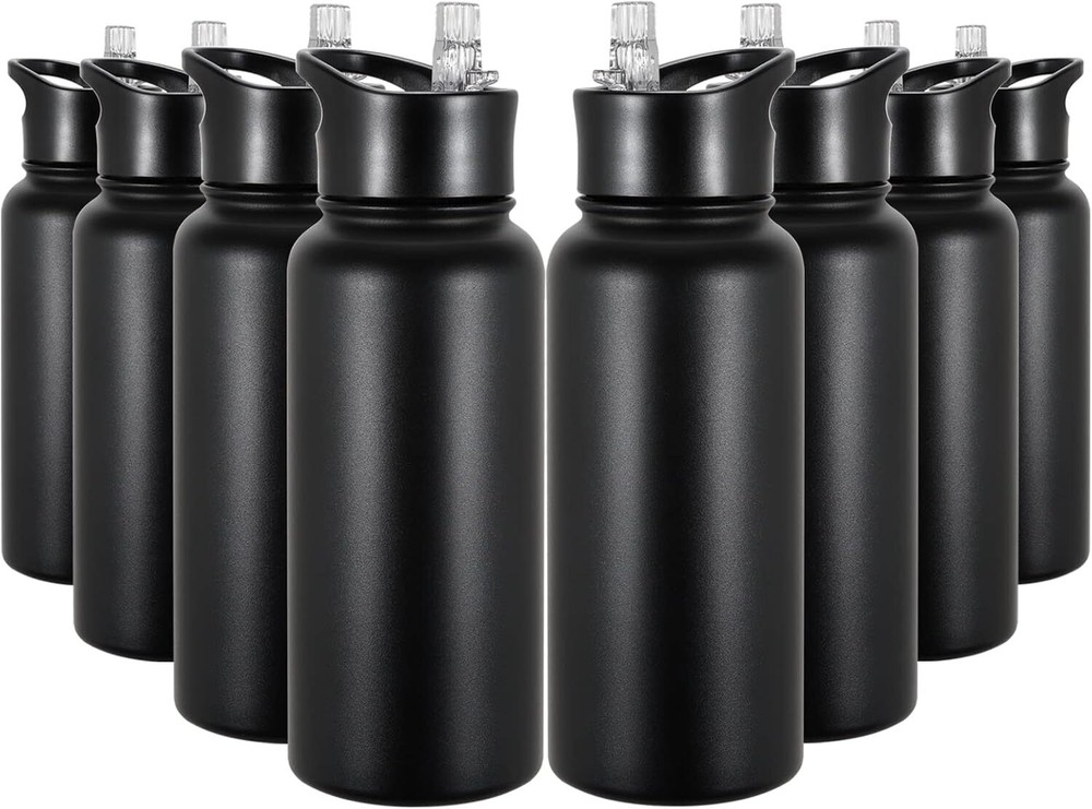 32 oz Insulated Water Bottle Bulk 8 Pack,Black