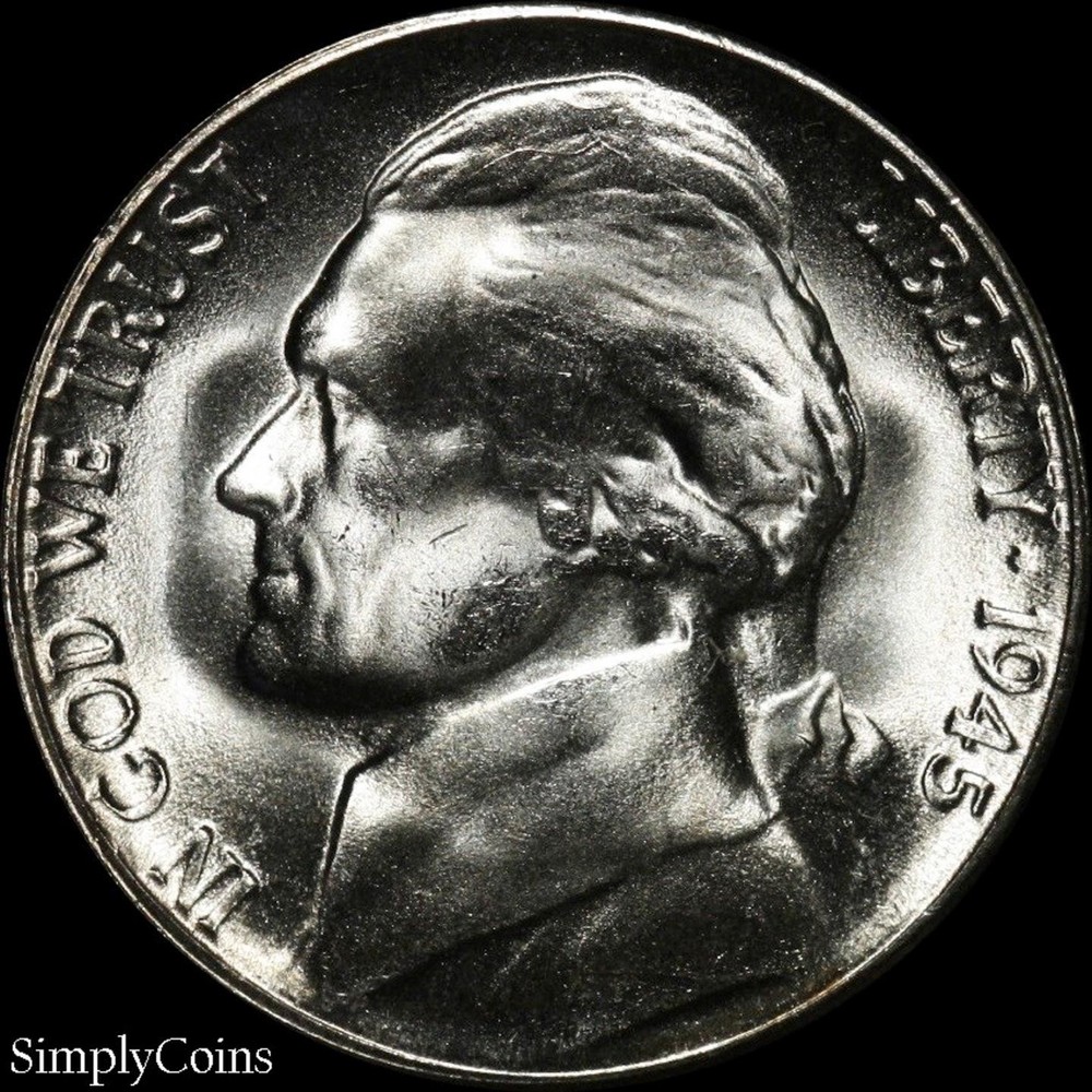 1945-S Jefferson Silver War Nickel BU Uncirculated GEM Coin 5c MQ