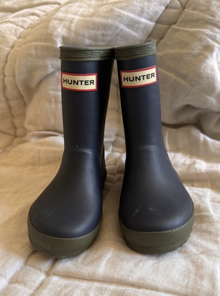 Hunter Kids Classic Rain Boots Blue Green Size B7 G8 Waterproof