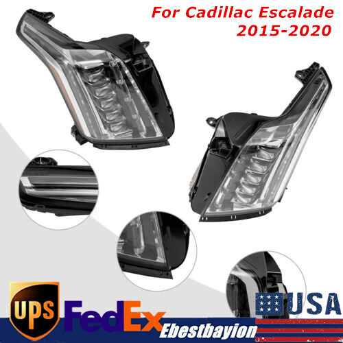 Pair 2015-2020 For Cadillac Escalade ESV Full LED Headlights Headlamp Left+Right