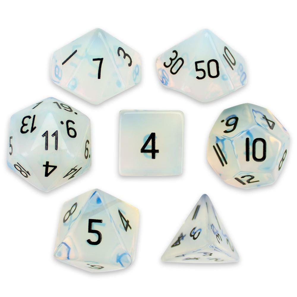 Set Of 7 Handmade Stone Polyhedral Dice, Opalite Gdic-1902