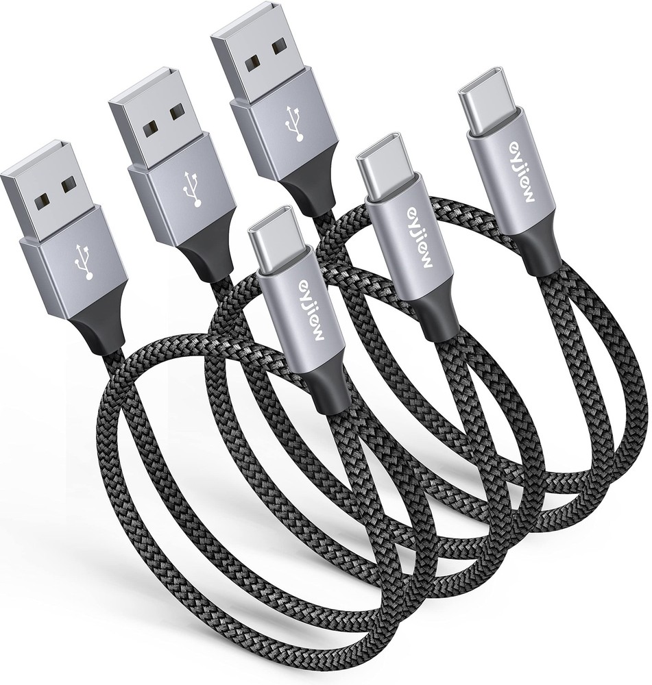 Eyjiew 3-Pack 1.5FT USB-A to USB-C Fast Charging Cable 3A Power Delivery