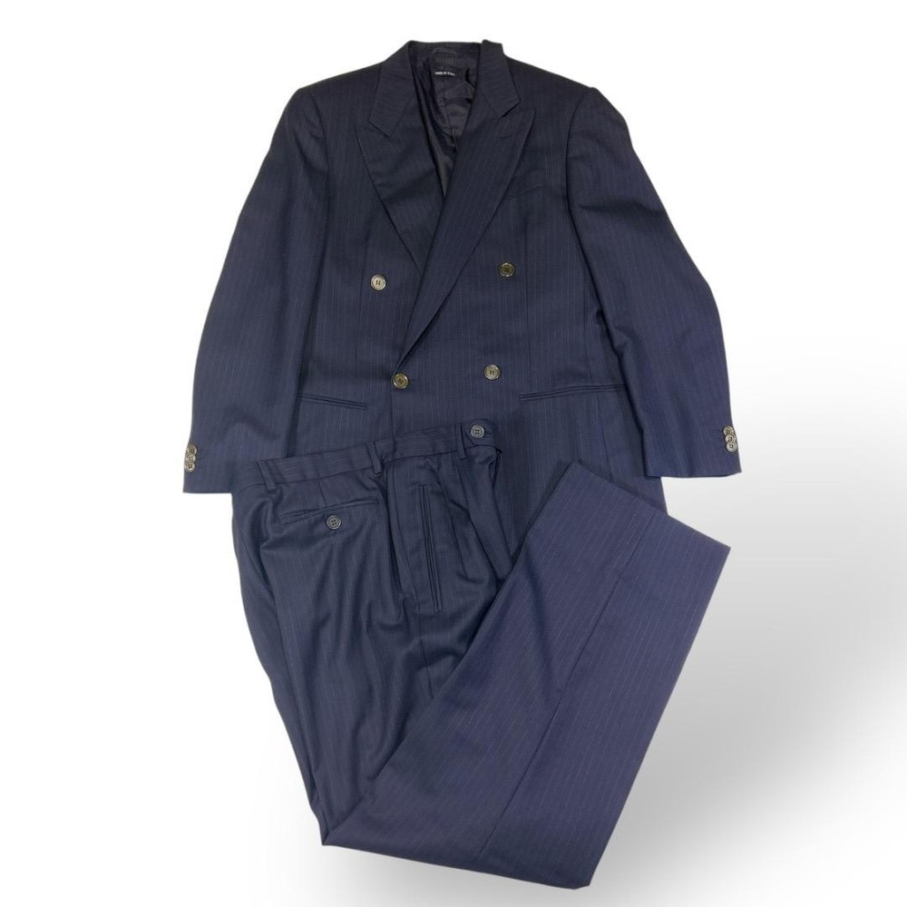 Giorgio Armani Vintage Navy Wool Suit Jacket & Pants 42cm 16.5in Shoulder