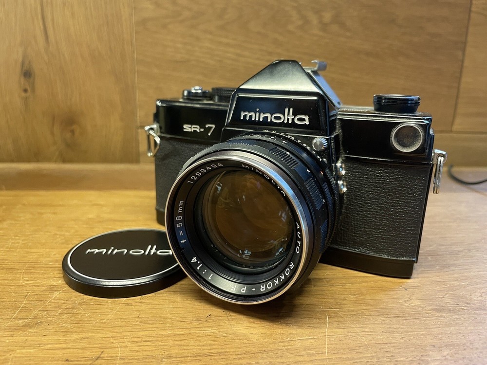 *READ : Rare Black : Near Mint* Minolta SR-7 Camera Auto Rokkor PF 58mm F/1.4 JP