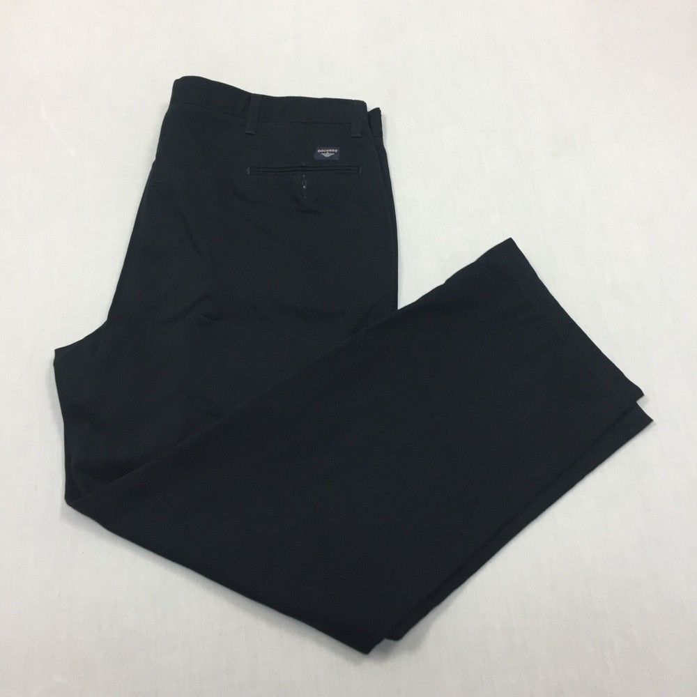 Dockers Chino Trousers Cotton Pants Straight Fit Mens Size 42W 30L Black