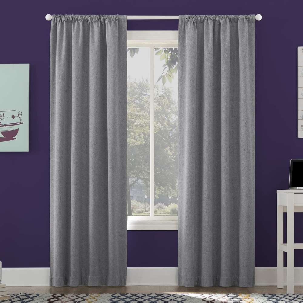 Jules Brushed Tonal Textured Blackout Rod Pocket Curtain Panel 40x63