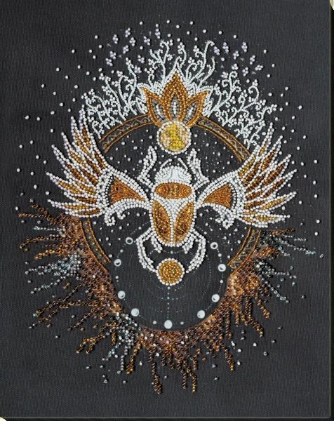 Bead embroidery kit Scarab needlework kit Art canvas beadwork pattern