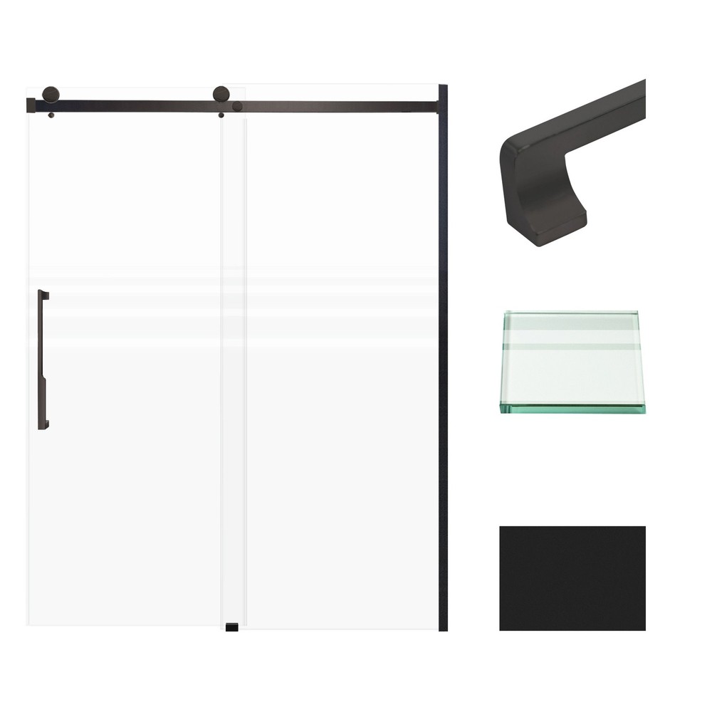 Transolid 76x60 Black Frameless Bypass Shower Door MBDT607608FL-J