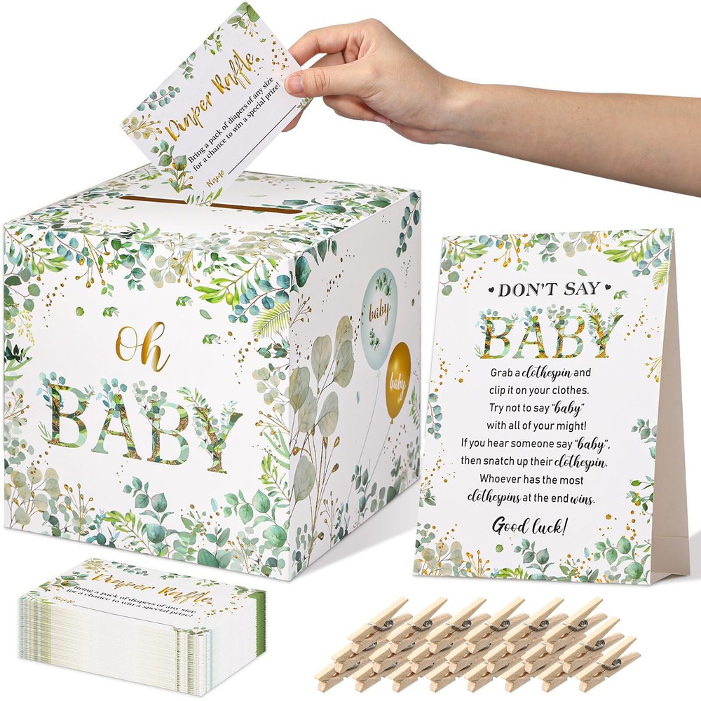 Baby Shower Game Supplies Diaper Raffle Tickets With Diaper Raffle Card Box Don'
