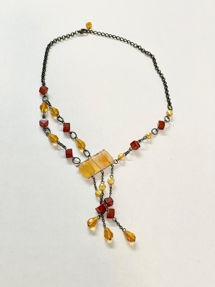 Elegant Agate Gemstone Glass Bead Necklace for Women
