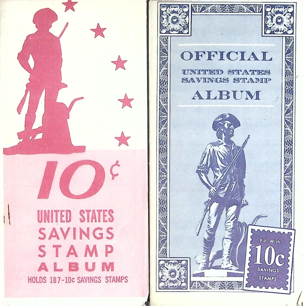 United States Savings Stamp Album 10 Cent Booklets 2 Vintage Savings Bond Books