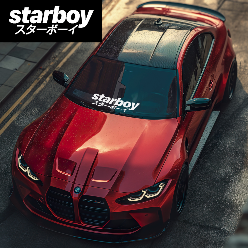 STARBOT Vinyl Windshield Banner Decal for JDM Cars Trucks SUVs KANJI Design