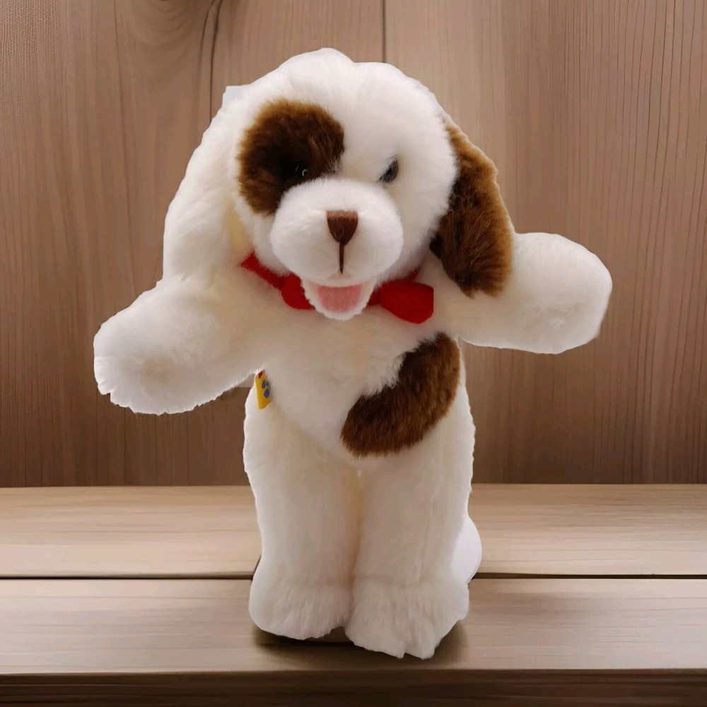Build A Bear Kennel Pals Mini Puppy Dog Plush Magnet Brown Spots White Red Scarf