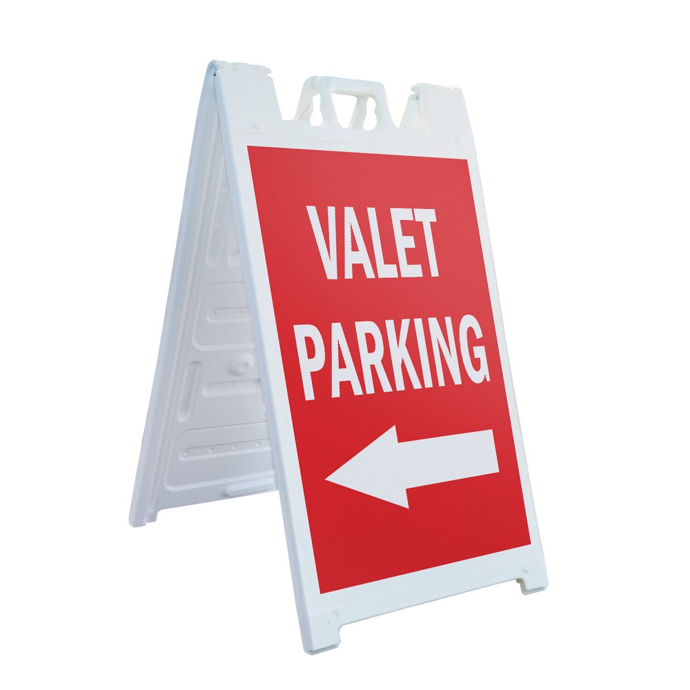 A-Frame Sidewalk Valet Parking Sign 24x36 Double-Sided with Arrow
