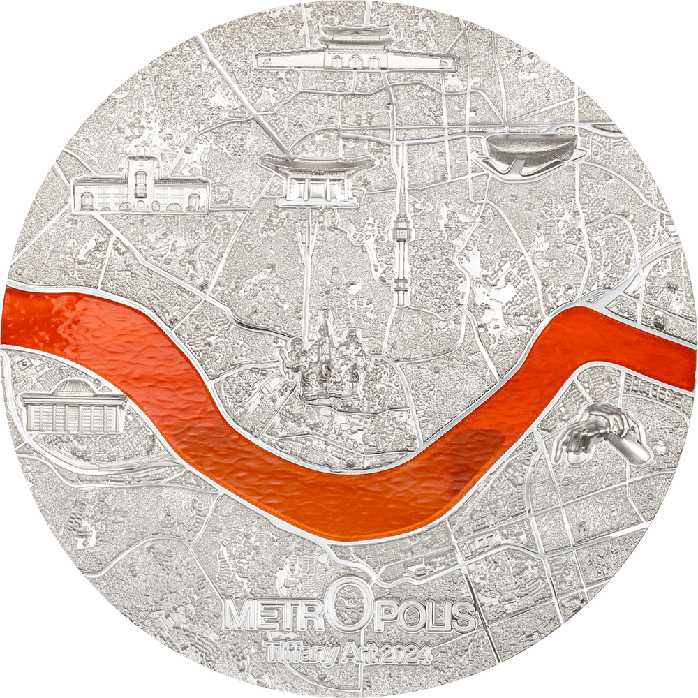 2024 Palau Tiffany Art Metropolis Seoul 3 oz Silver Proof Coin