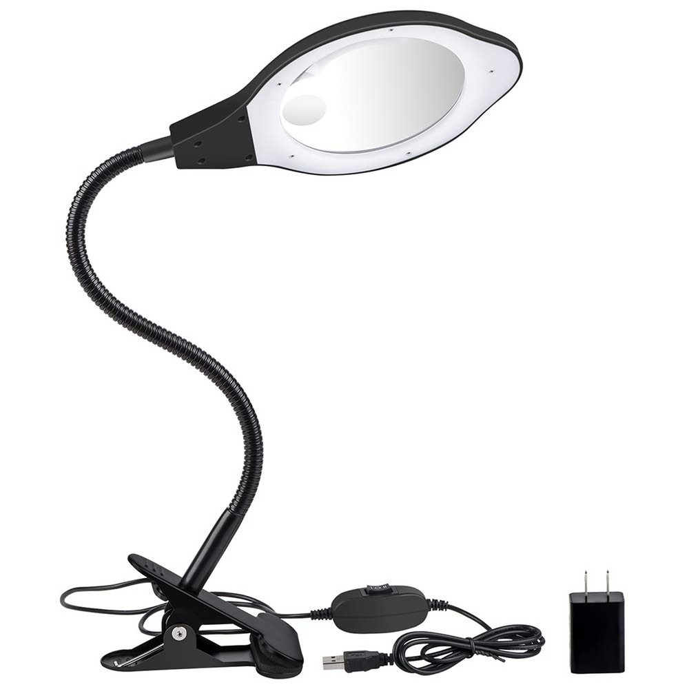 Bright Light Desk Gooseneck Magnifier Lamp with Metal Large Clamp, Magnifying...