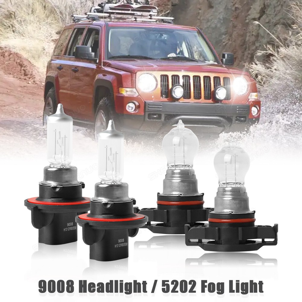 For Jeep Patriot 2010-17 4x Halogen Headlights Hi/Lo Beam Fog Light 3400K Bulbs