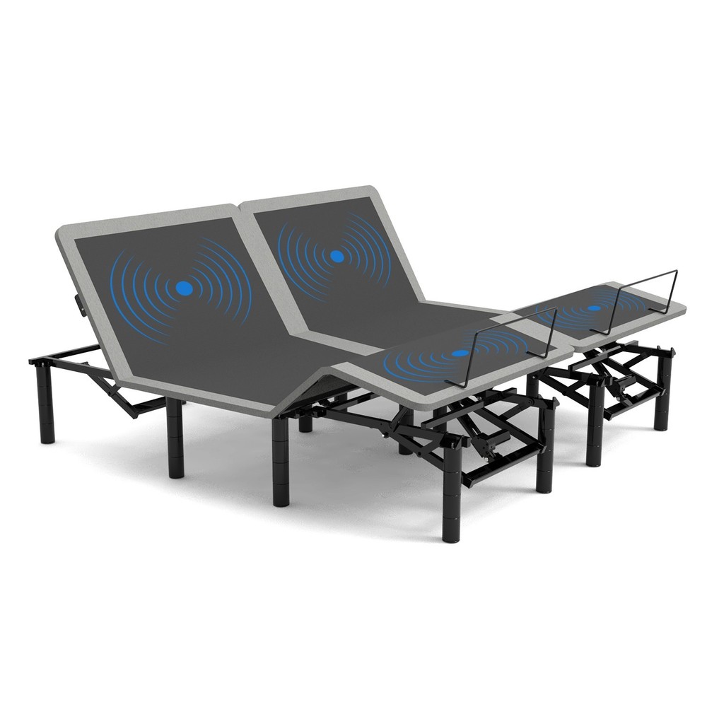 Adjustable Split King Bed Frame with Massage Wireless Remote USB Ports LED Light