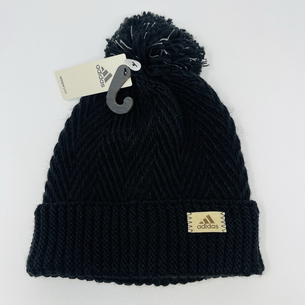 Adidas Womens Cuffed Beanie Winter Hat Cap Toboggan Knit Black Twilight NEW