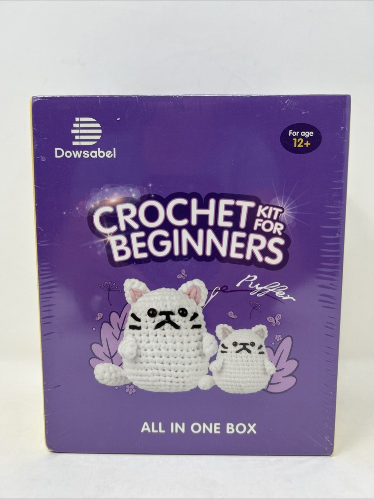 Dowsabel Crochet Kit for Beginners, Crochet Starter Kit White Cat 12+ All In 878
