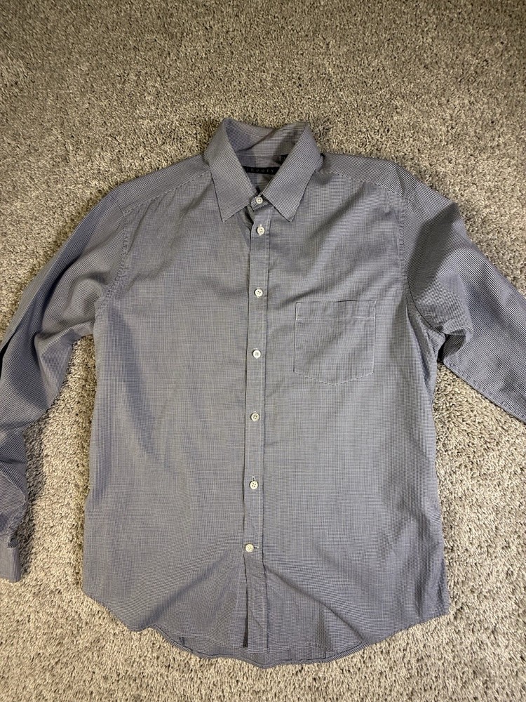 Theory Men  Blue Long-Sleeve Dress Shirt  Large Button Up