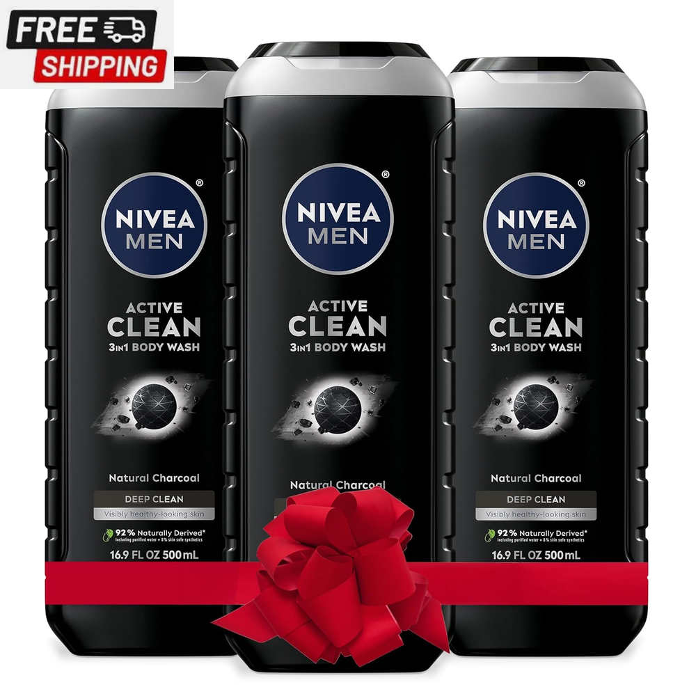 DEEP Active Clean Charcoal Body Wash, Exfoliating Body Wash for Men with Natural