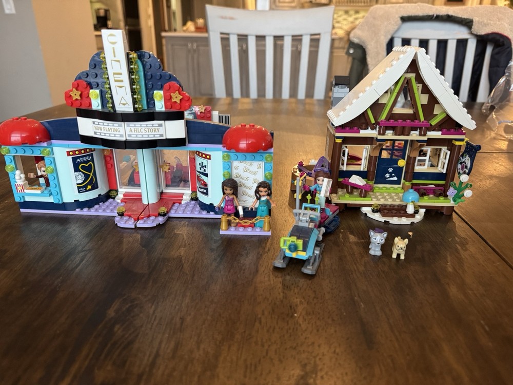 LEGO Friends Heartlake City Movie Theater 41448 and Snow Resort 41323 Preowned Set Bundle