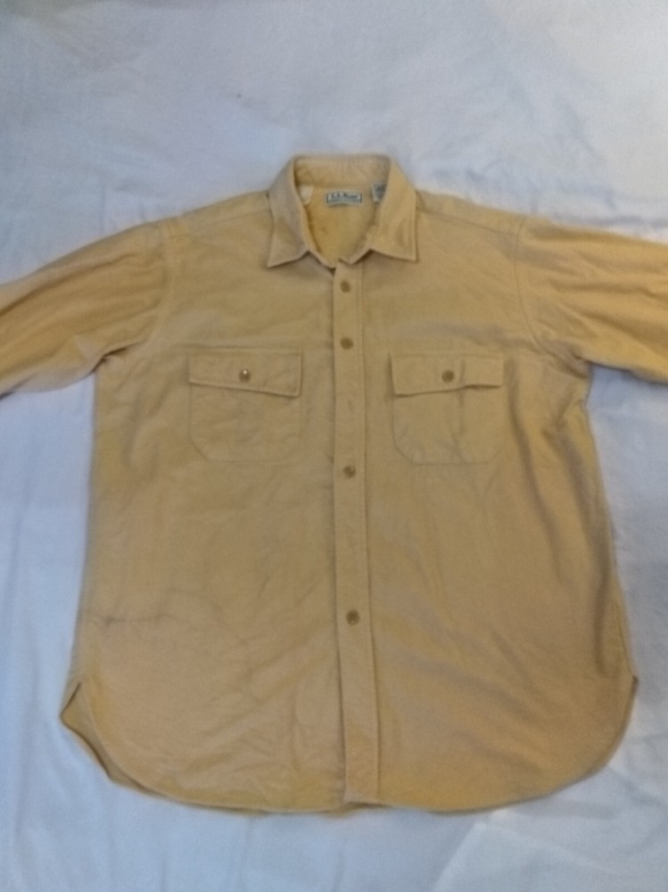 VTG LL Bean Shirt Mens L Chamois Cloth Button Grunge Hunt Outdoor Warm 80s