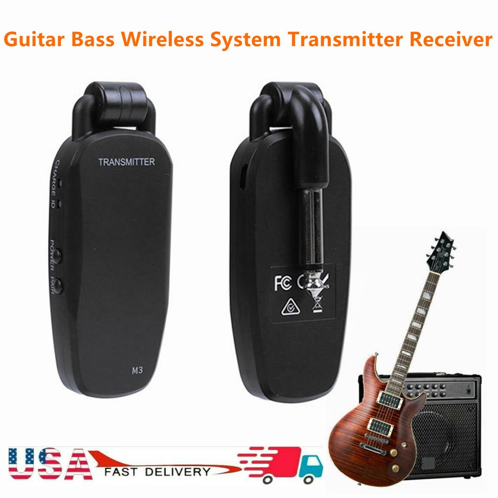 UHF Guitar Wireless System Transmitter Receiver Built Rechargeable Battery E1Y7
