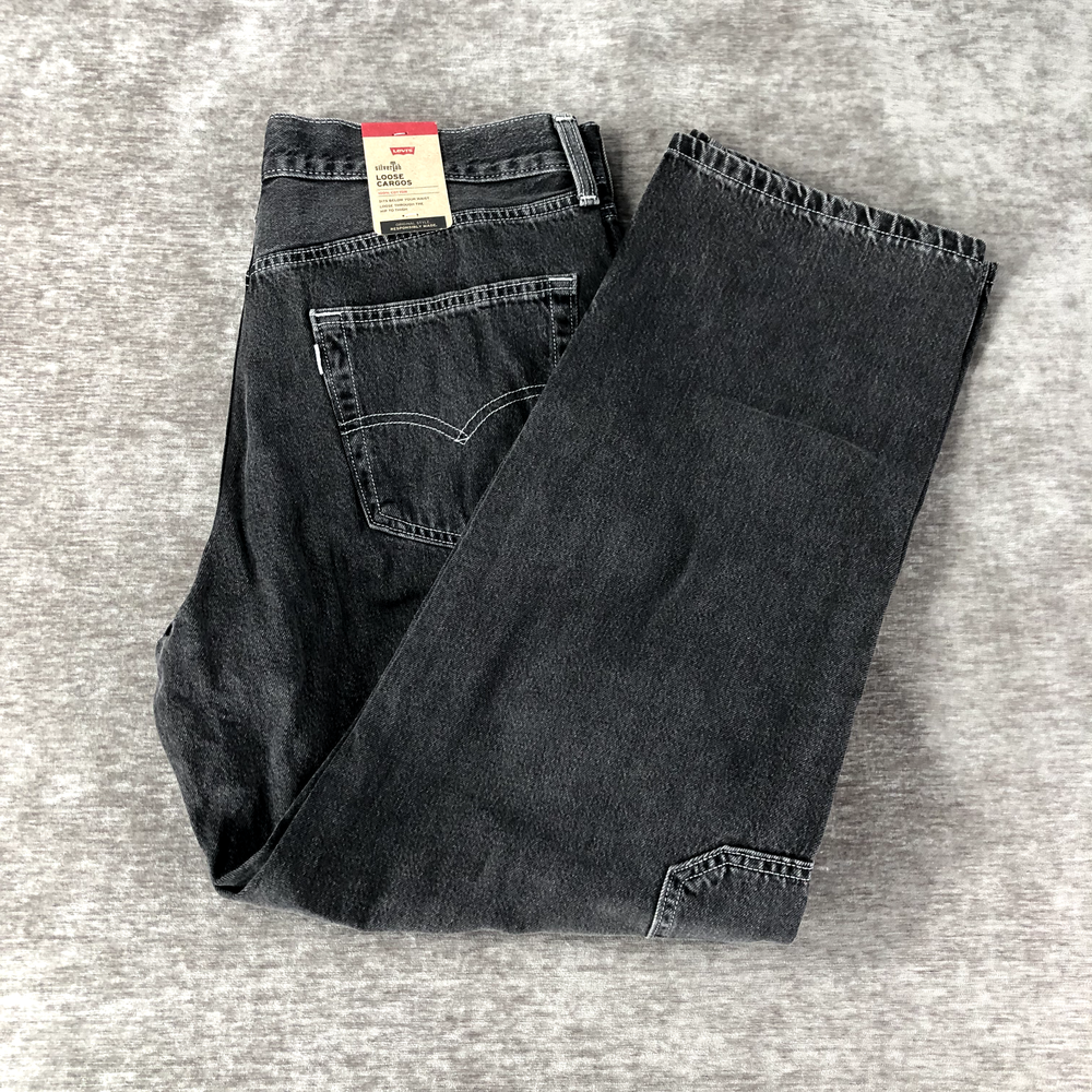 Levi's Silvertab Loose Cargo Denim Jeans Gray Men's Size 34x30 NEW