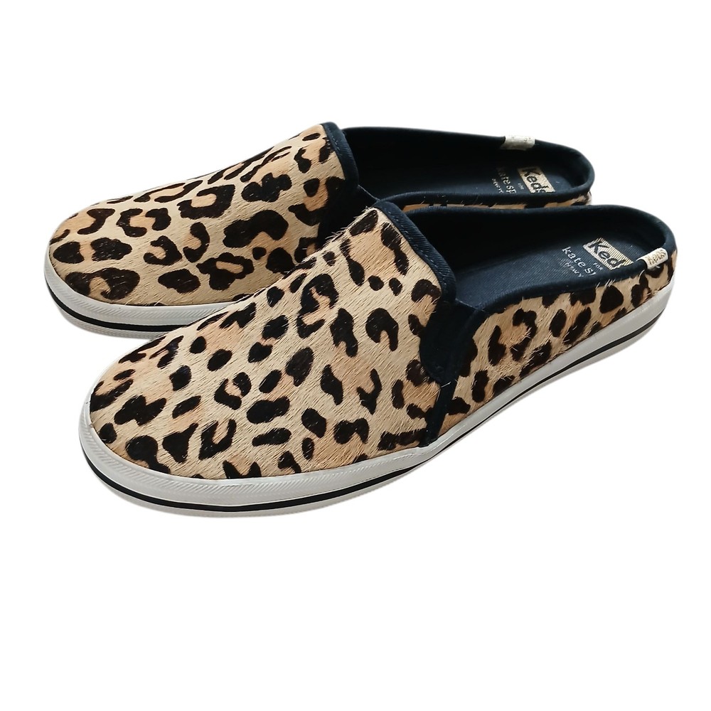 Keds X Kate Spade Double Decker Mules Women’s 8.5 Leopard Calf Hair Slip On