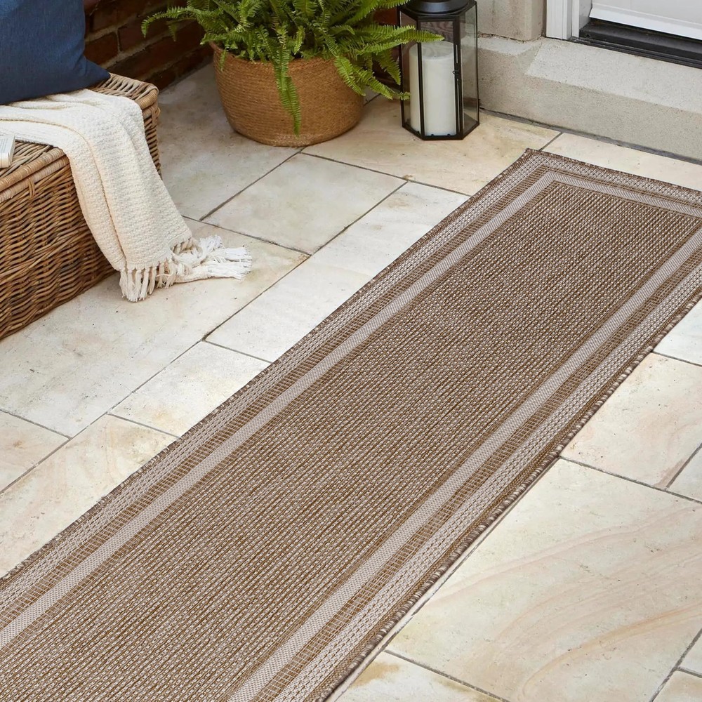Dover Classic 3-Stripe Beige Cream 2x8 ft Indoor Outdoor Rug TSN209A-28