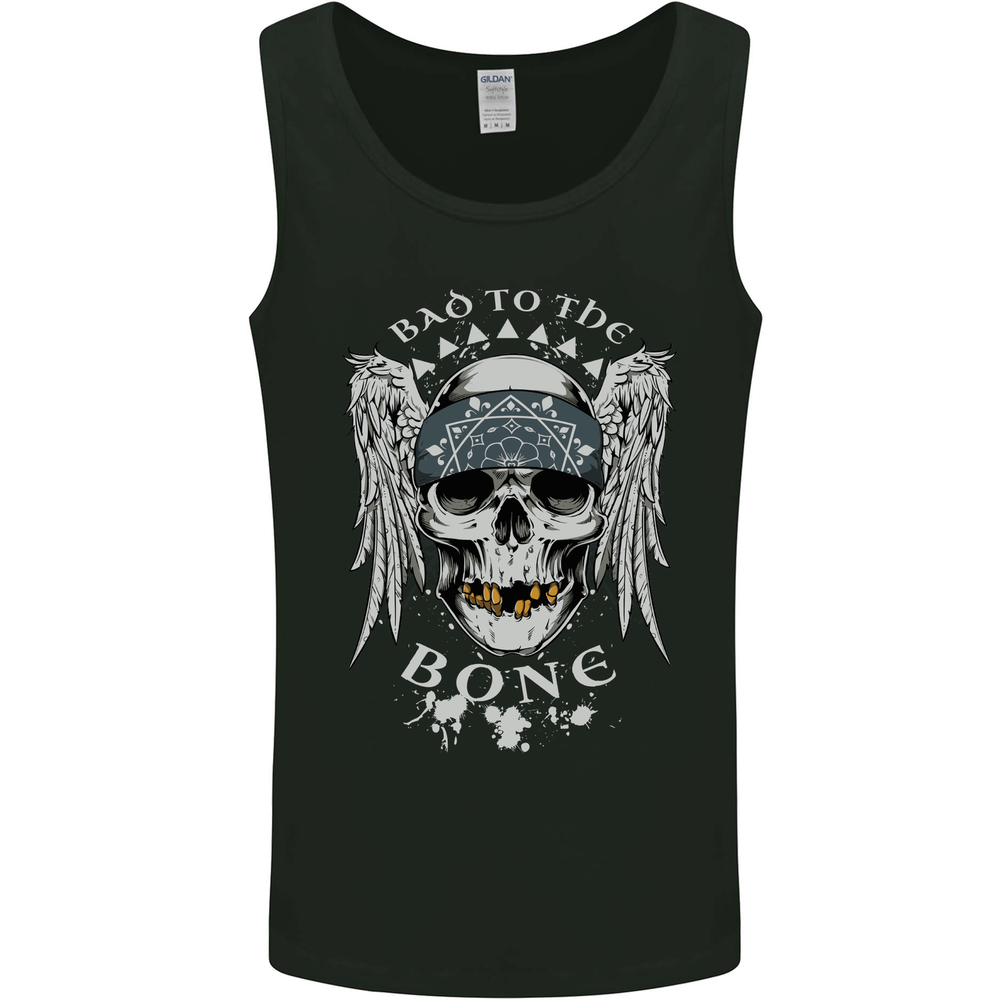 Bad 2 the Bone Biker Skull Angel Motorcycle Mens Vest Tank Top