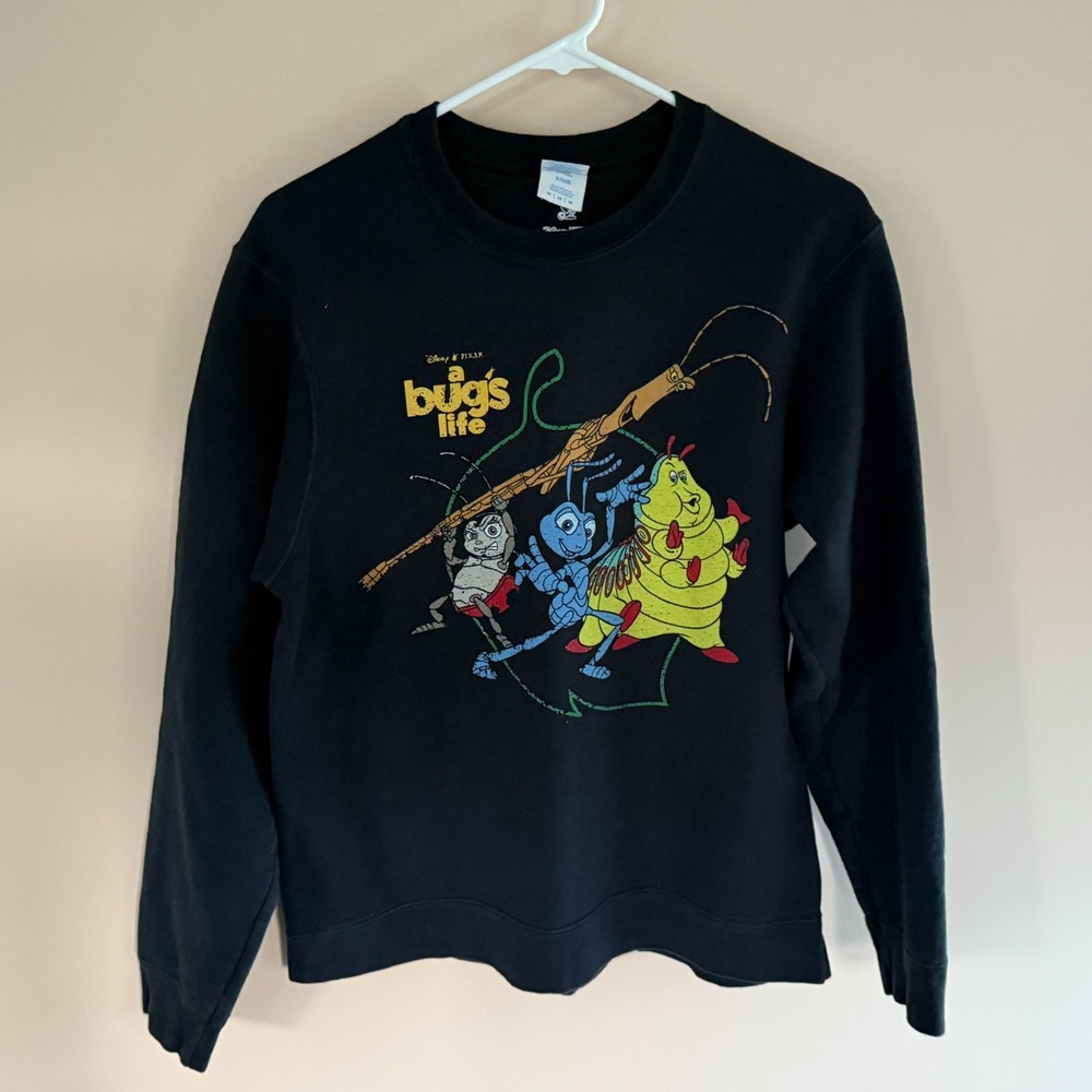 Vintage A Bugs Life Graphic Print Crew Neck Sweatshirt Black Medium M VTG