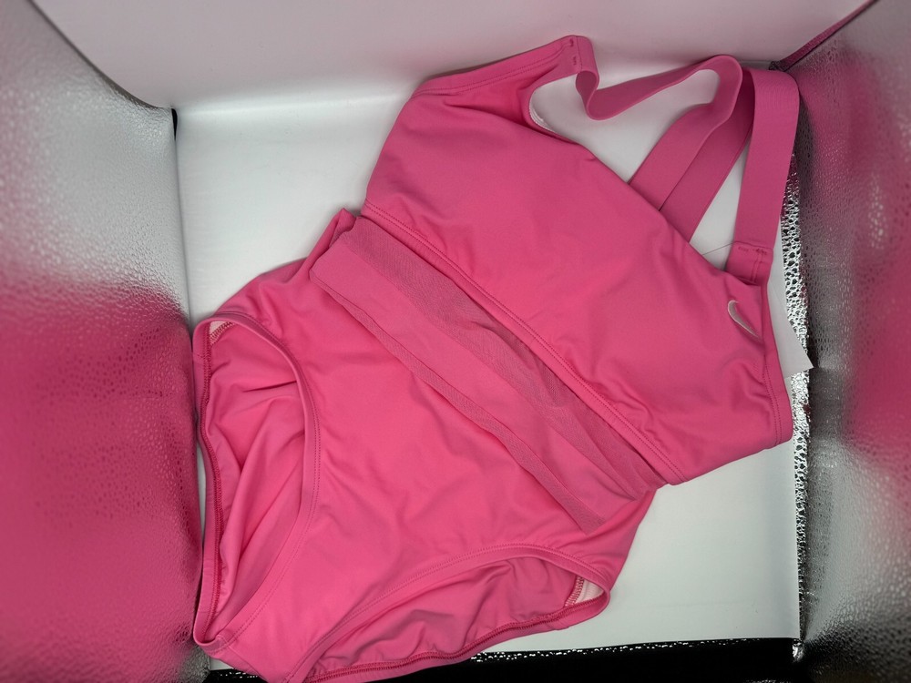 Nike Swimsuit  Women's Mesh Pink V-Back One Piece Swimsuit Size S NWT