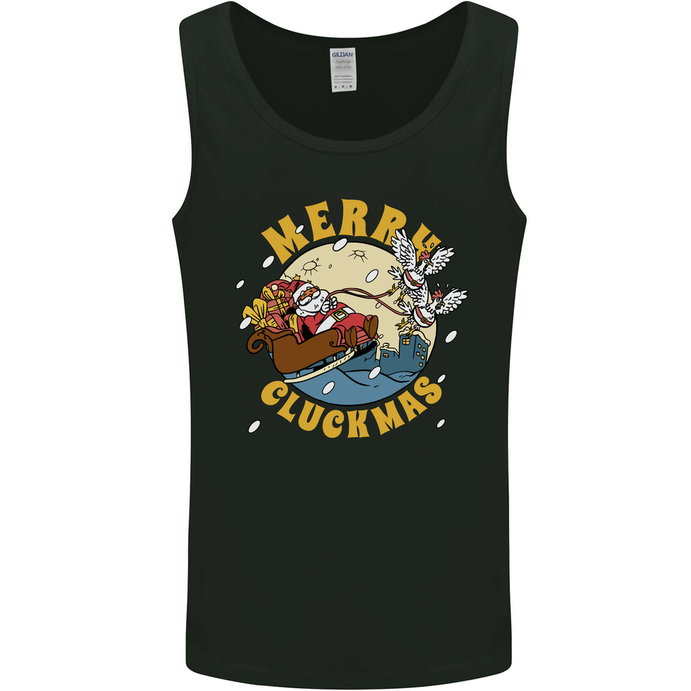 Funny Chickens Merry Cluckmas Mens Vest Tank Top
