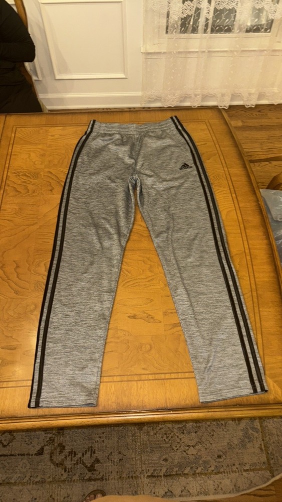 Adidas Youth Boys 3 Stripes Fleece Lined Sweatpants Jogger Black/Gray XL 18/20