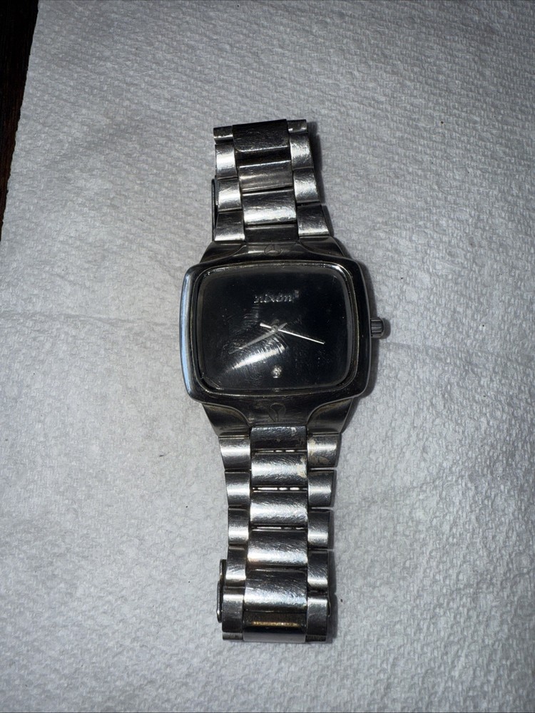 Nixon The Player Black Silver Watch Requires Battery Replacement  