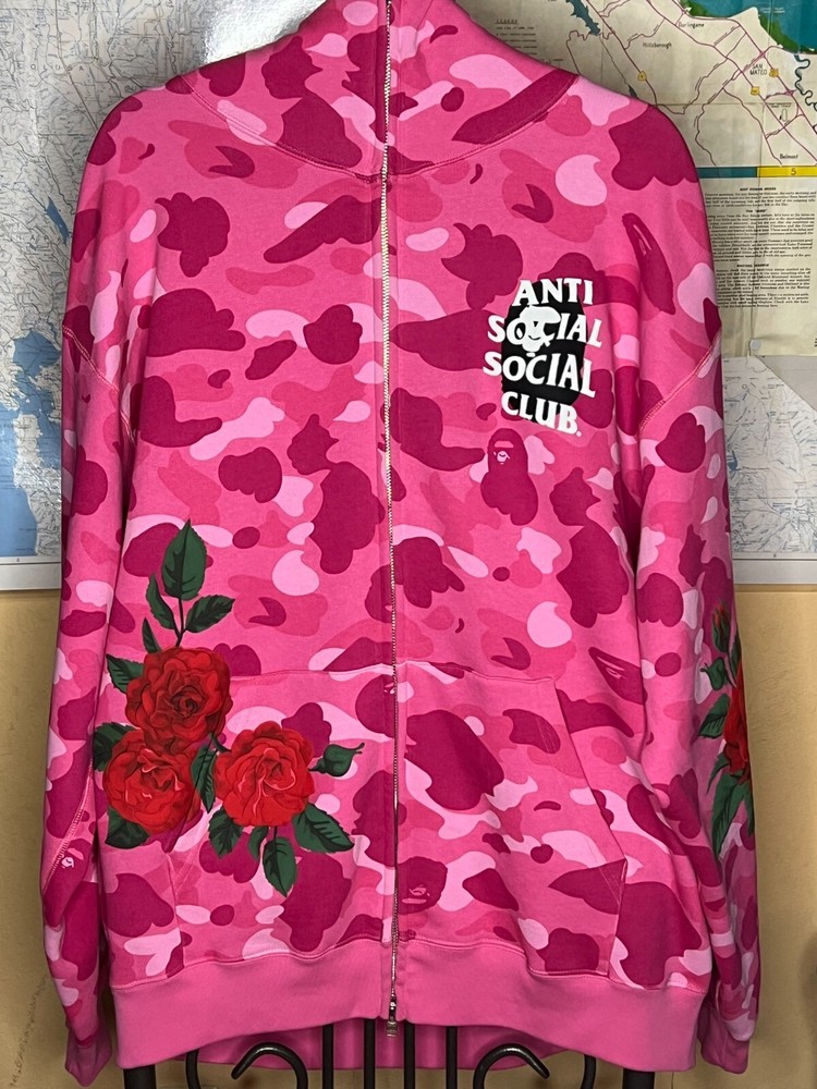 BAPE® X ASSC FULL ZIP HOODIE Pink Anti Social S Club 2XL This Low 4 Cyber Monday-image