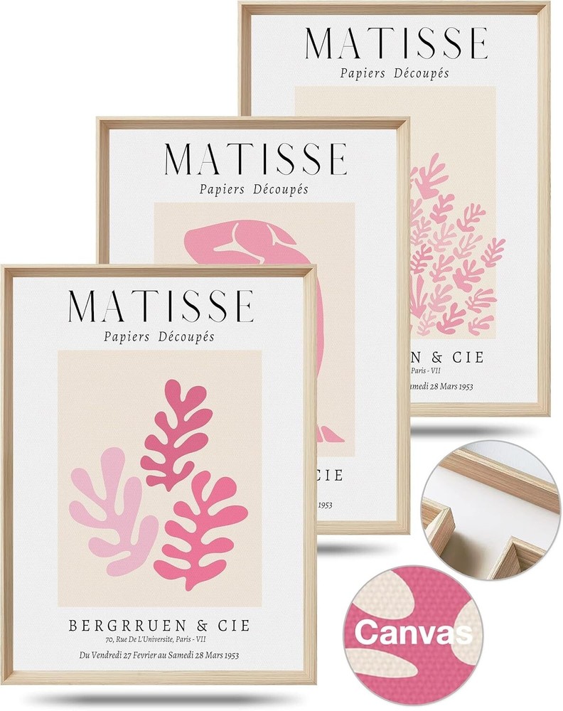 Gallery Quality Matisse Pink Wall Art - 3-Pack Framed Prints for Stylish Homes